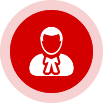 Legal professional symbol on red background